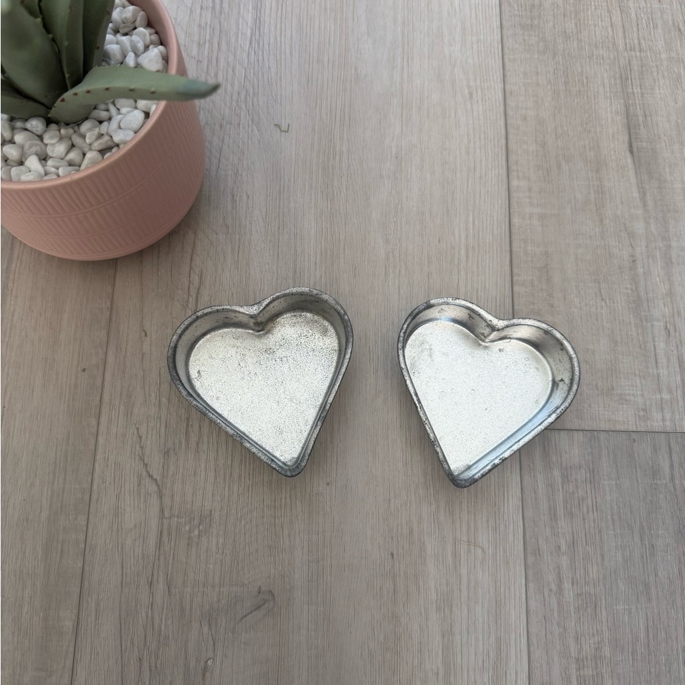 Vintage mini Heart cake pans set of two